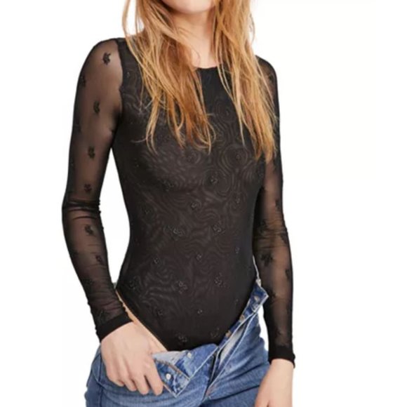Free People Black Mesh Bodysuit - Picture 4 of 5